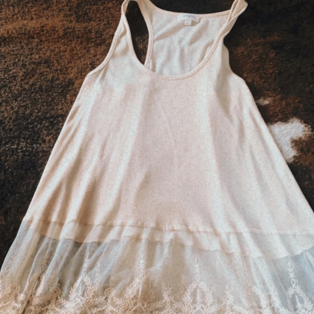 Cream tank with lace detail